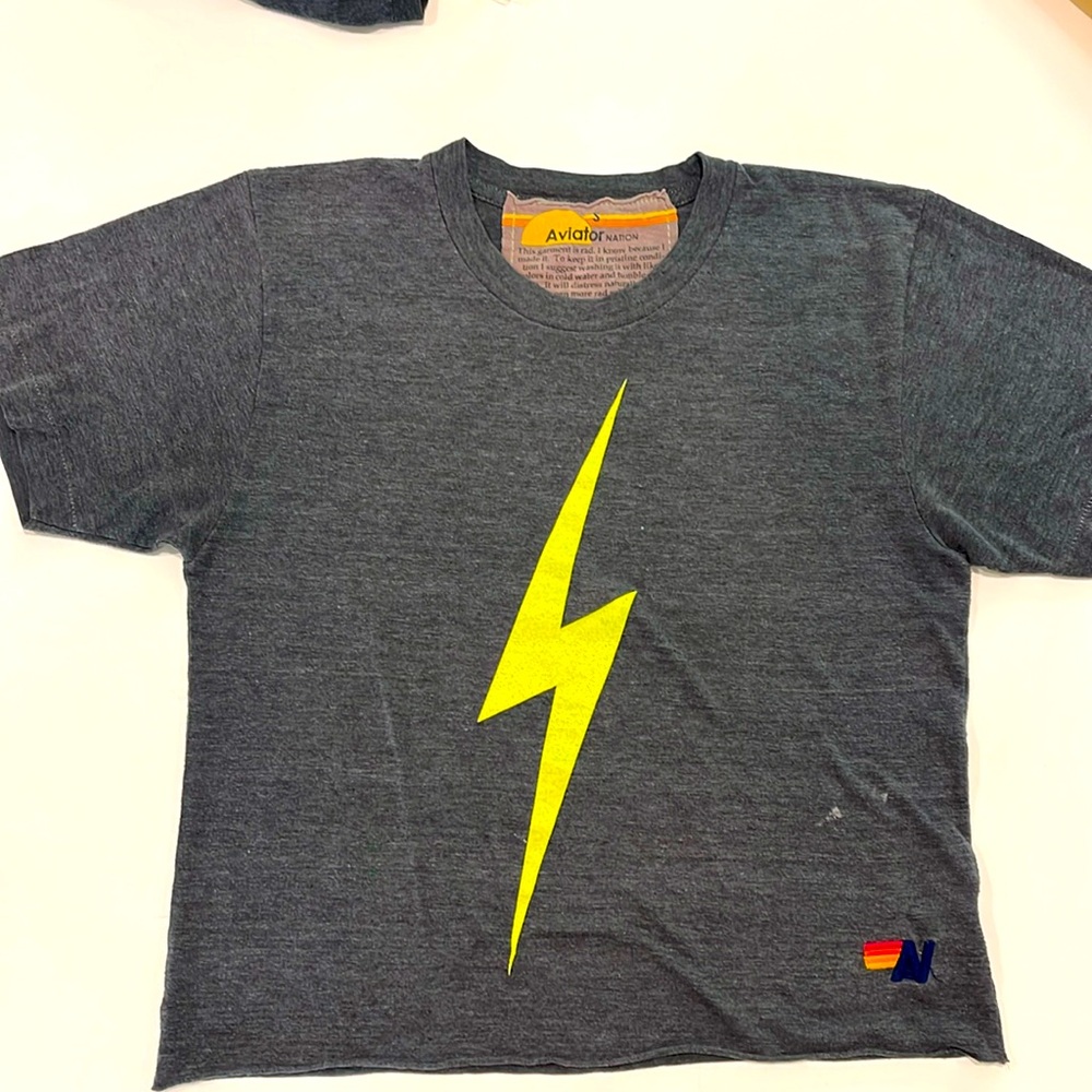 Aviator Nation lightening bolt grey shirt